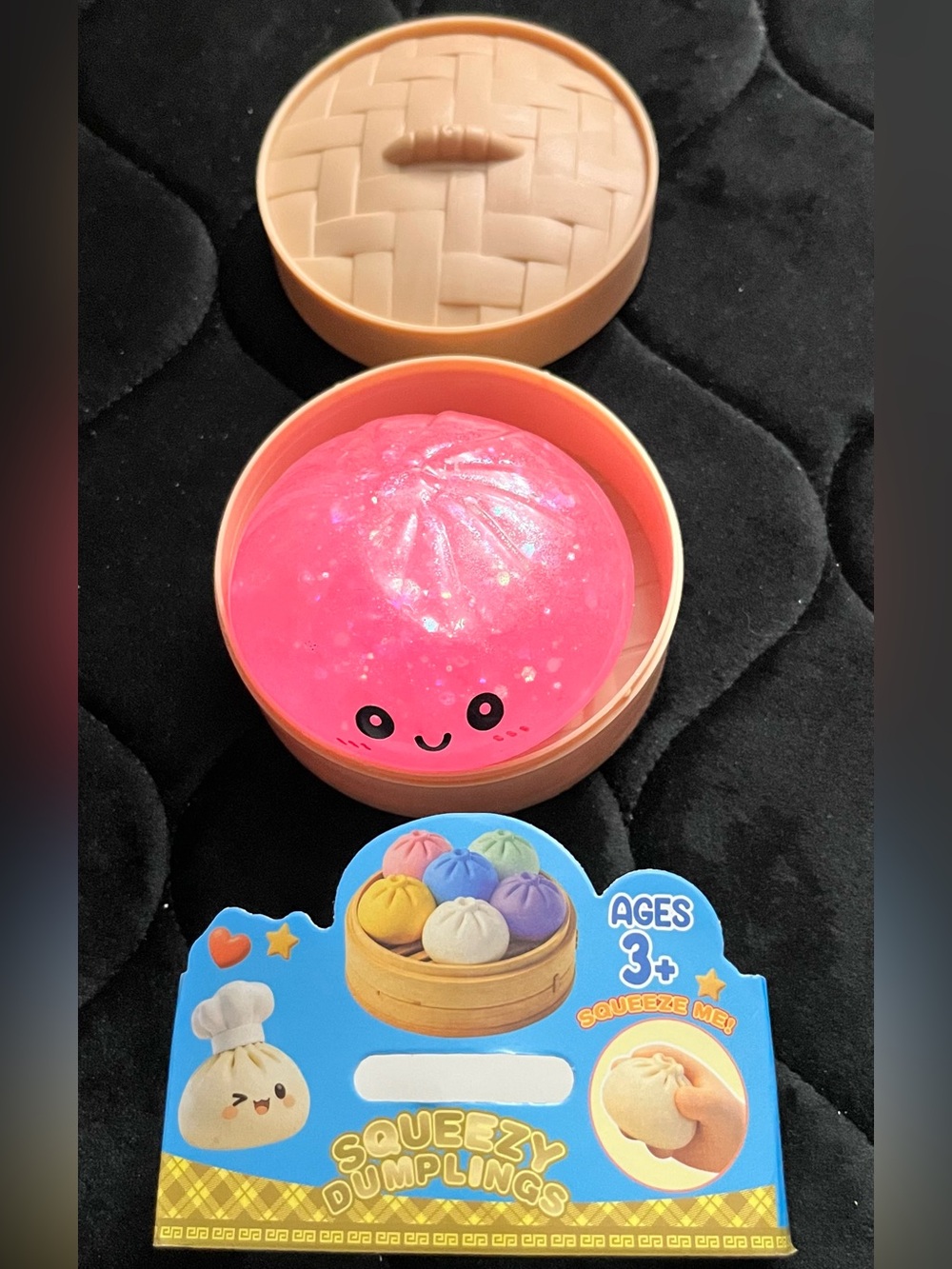 Glittery Pink Squishy Dumpling, FREE mini squishy w/ purchase